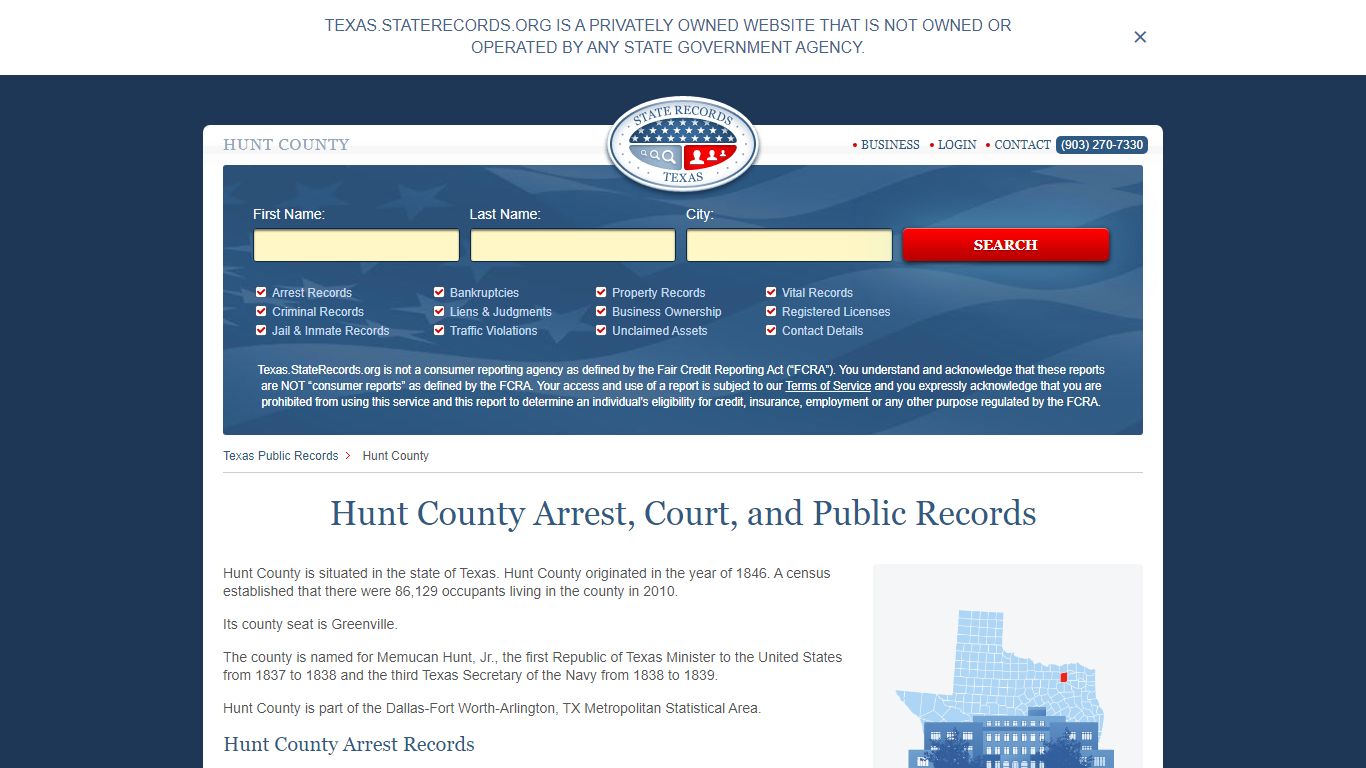 Hunt County Arrest, Court, and Public Records